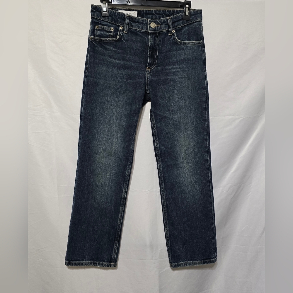 Zara Medium Wash Straight Leg Mid-rise Denim Jeans Size 4